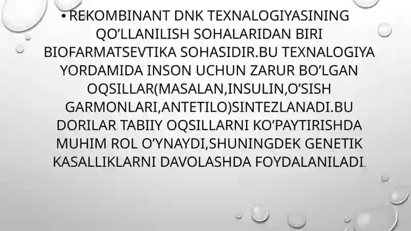 tibbiyotda dnk rekombinatlarini qo’llash 4