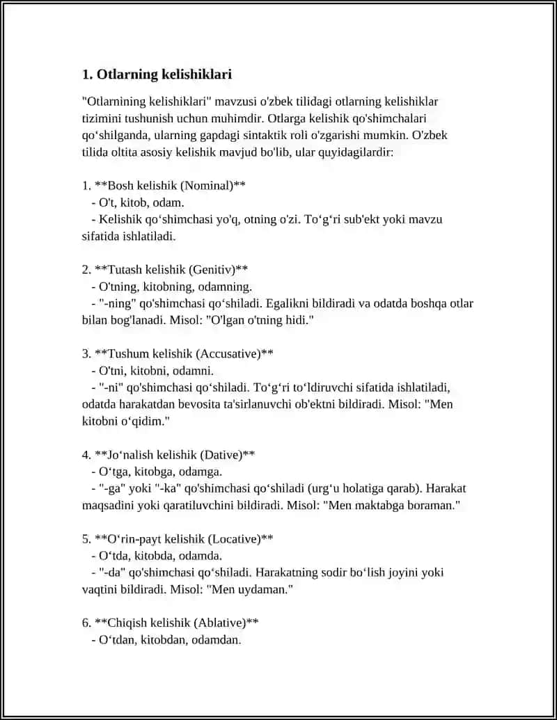 Otlarning kelishiklari 4