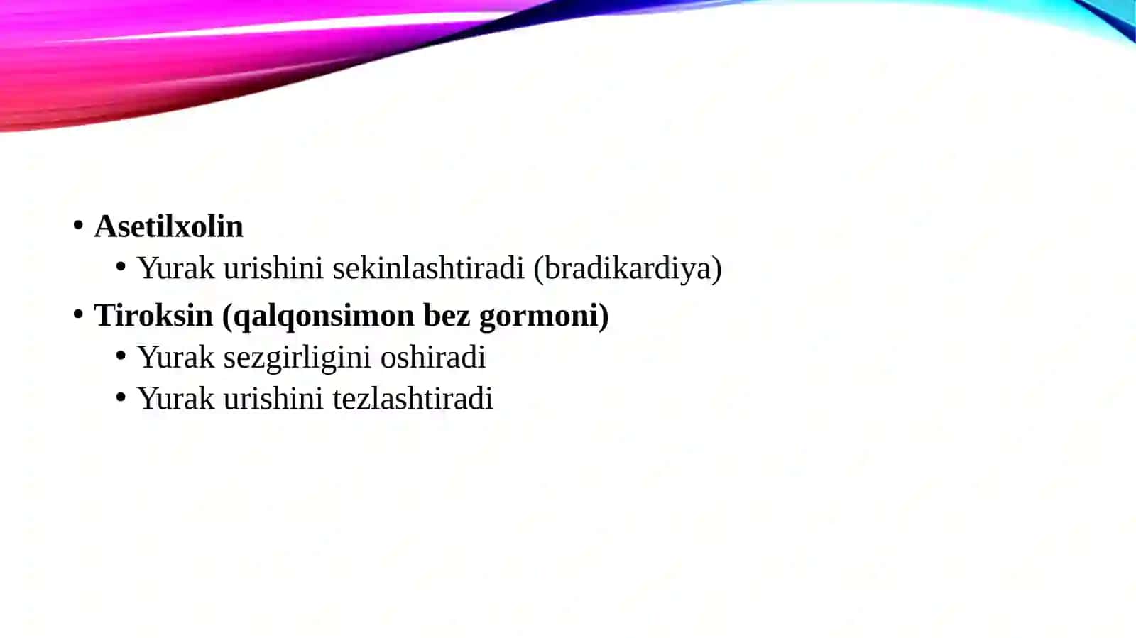 Yurak faoliyatining gumoral boshqarilishi 4