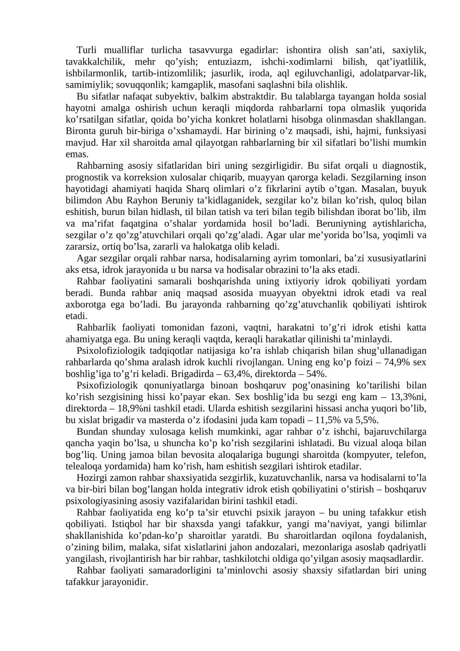 Hozirgi davr rahbar psixologiyasiga qo’yiladigan talablar 4