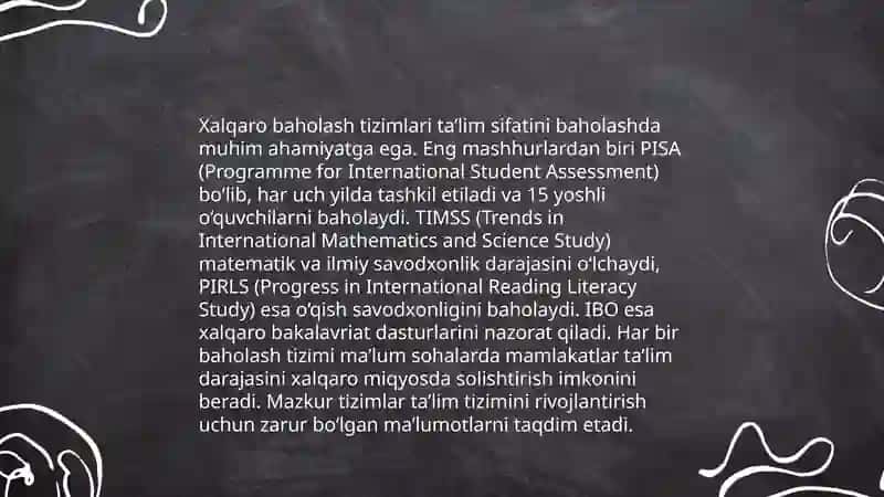 Ta'lim sifatini baholashning xalqaro tizimi 4