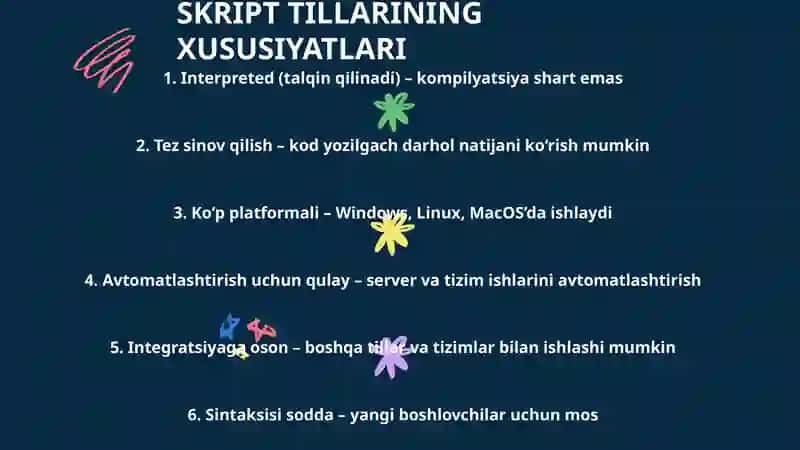 Skript tillari va ularning xususiyatlari 4