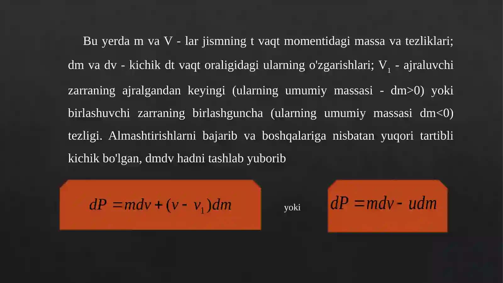 O'zgaruvchan massali jism harakati 4