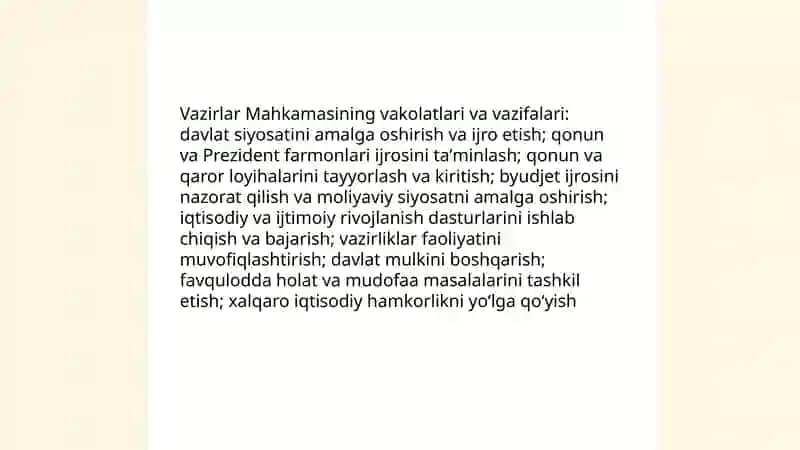 Vazirlar Mahkamasi Tuzilishi va Boshqaruv Organlari 4