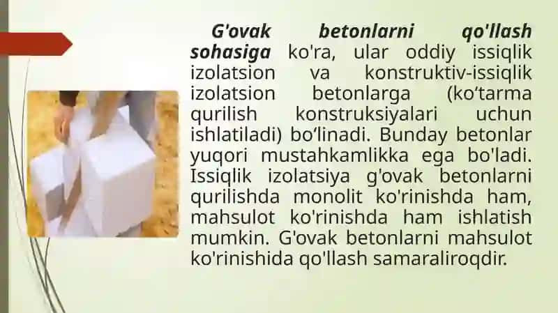 Avtoklav g‘ovak beton turlari 4