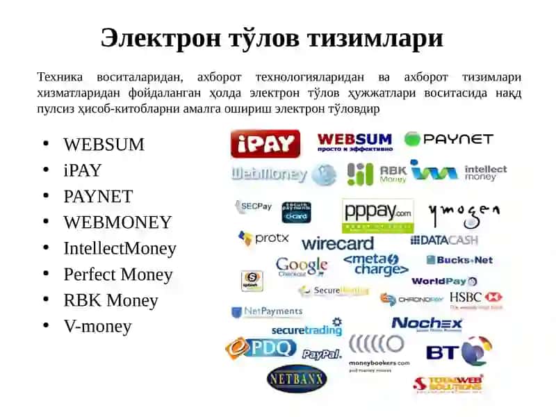 Онлайн электрон тўлов тизимлари ва воситалари 4