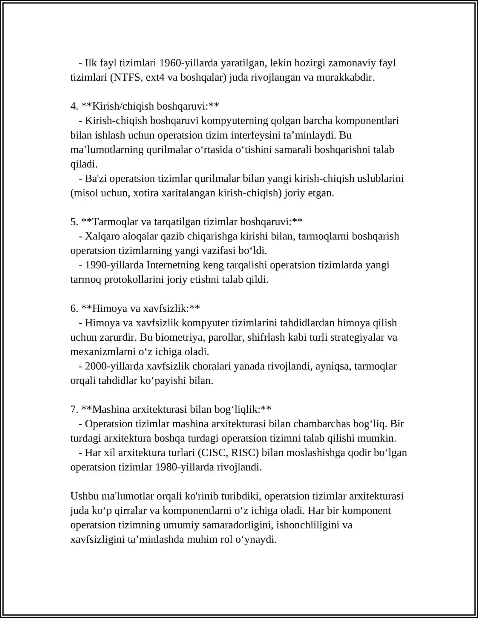 ZAMONAVIY OPERATSION TIZIMLAR TAHLILI 4
