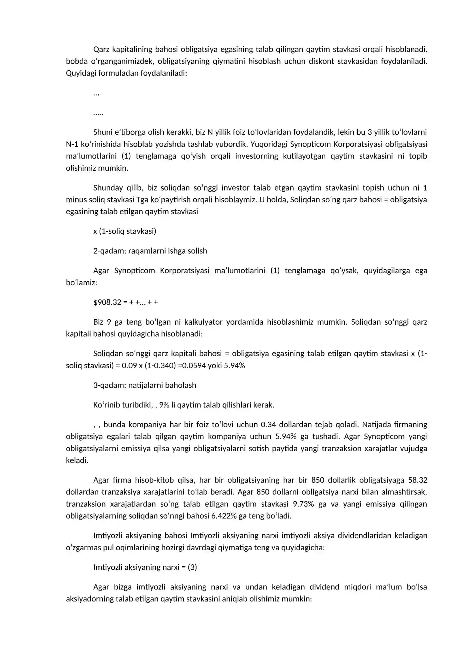 Aktivlarni baholash va kapital bahosi 4