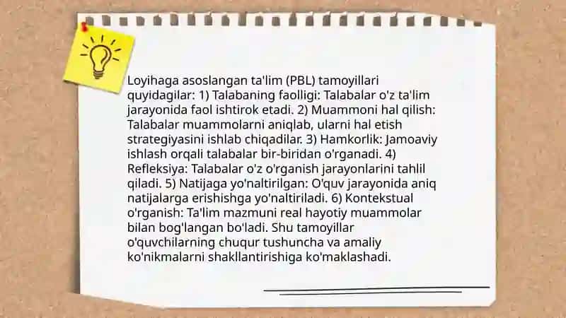 Loyihaga asoslangan ta'lim va tamoyillari 4