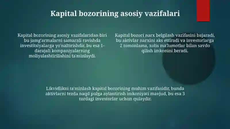 Kapital bozorining vazifalari 4