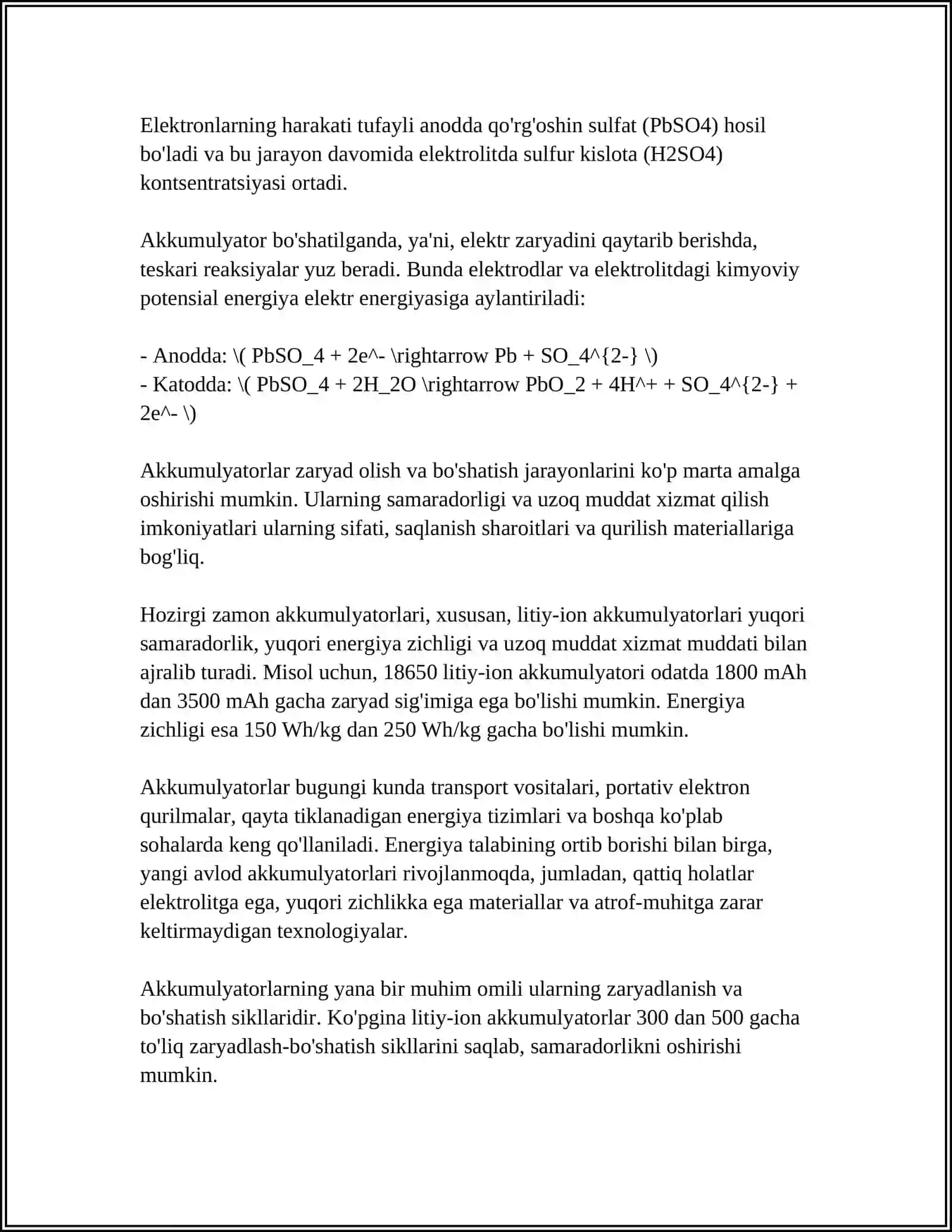 AKKUMULYATORLAR,ULARNING ZAMONAVIY TURLARINI QOʻLLANILISHI 4