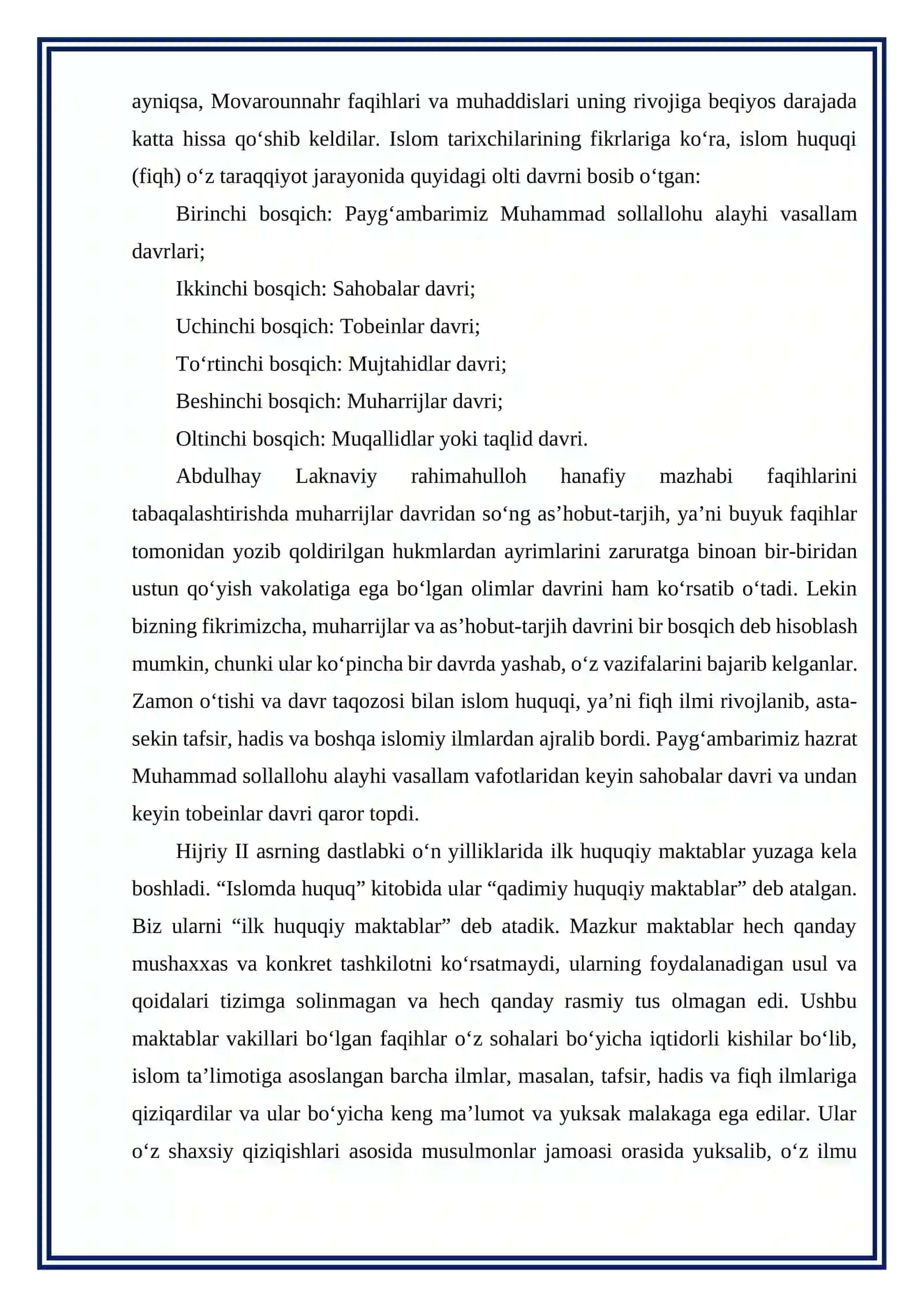 Islom tafakkuri va madaniyatining shakllanish bosqichlari 4