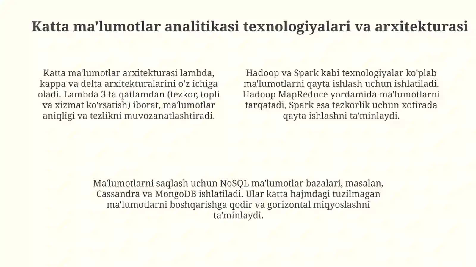 Katta ma'lumotlarni (Big Data) tahlil qilish texnologiyalari 4