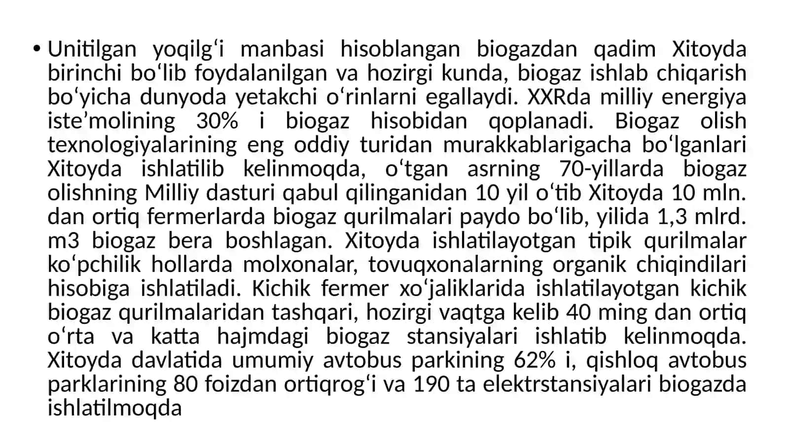 Biogazdan olingan energiyani qo’llash 4
