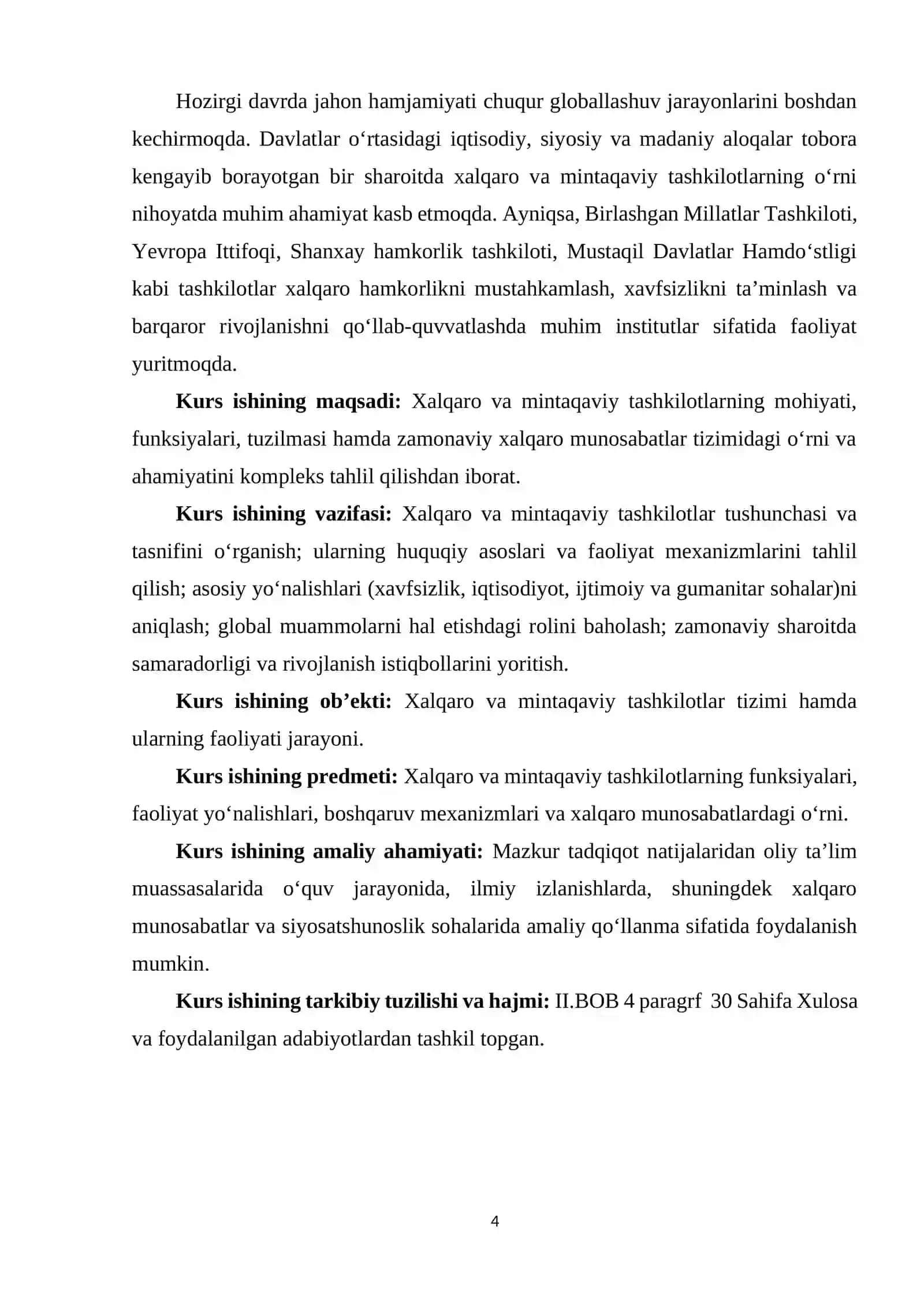 XALQARO VA MINTAQAVIY TASHKILOTLAR FAOLIYATI 4
