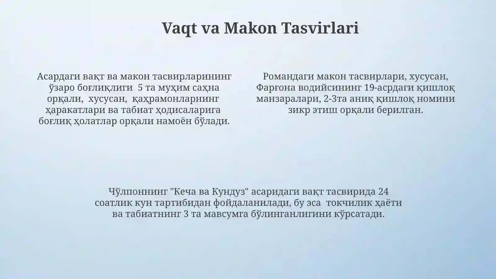 Чўлпоннинг “Кеча ва Кундуз” асаридаги табиат тасвирлари 4