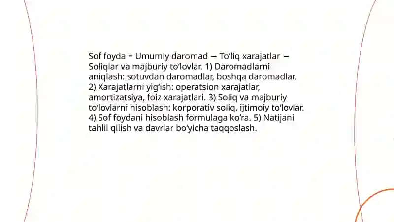Korxonaning sof foydasi 4