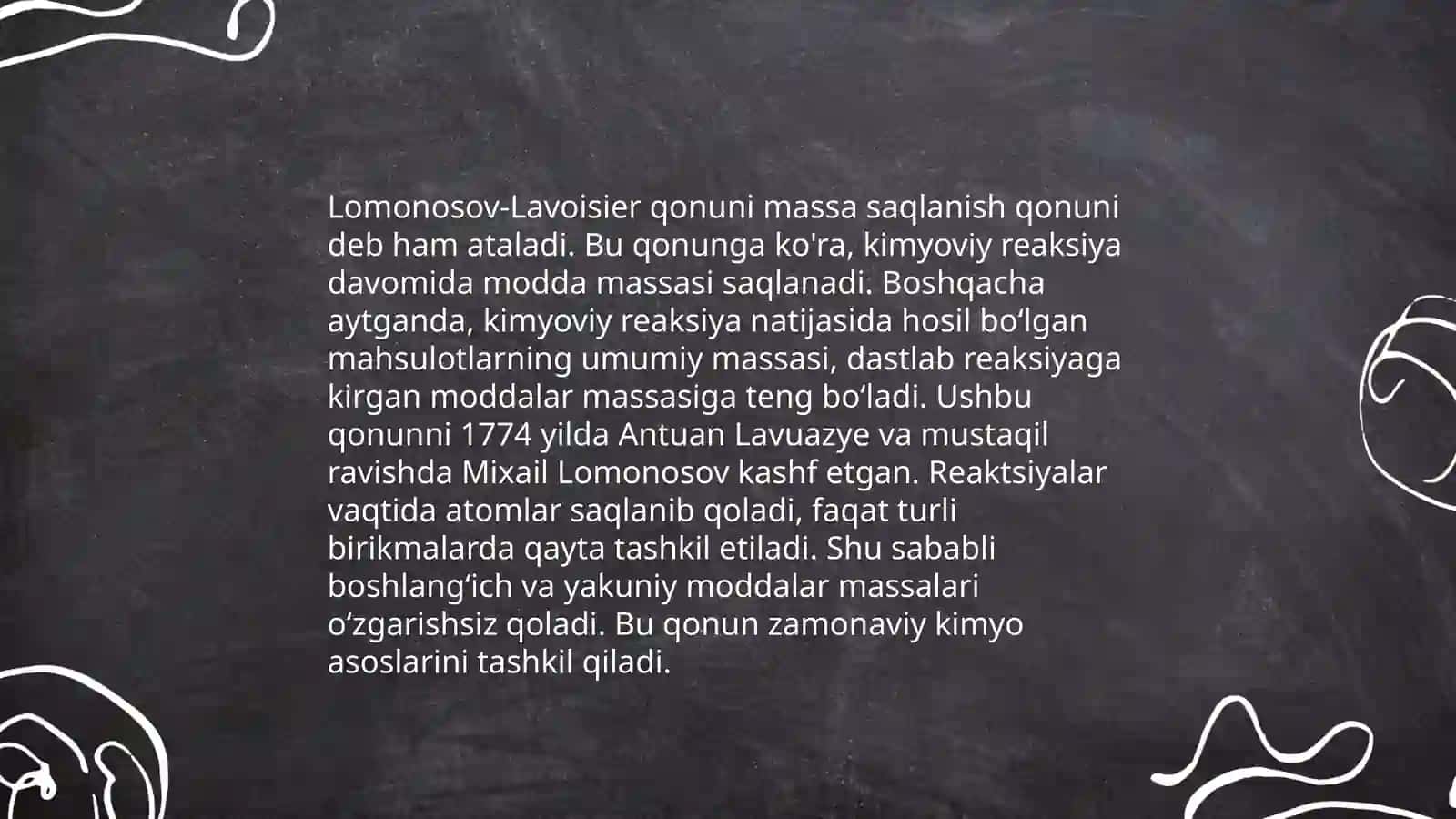 Modda massasining saqlanish qonuni va tarkibning doimiylik qonuni 4