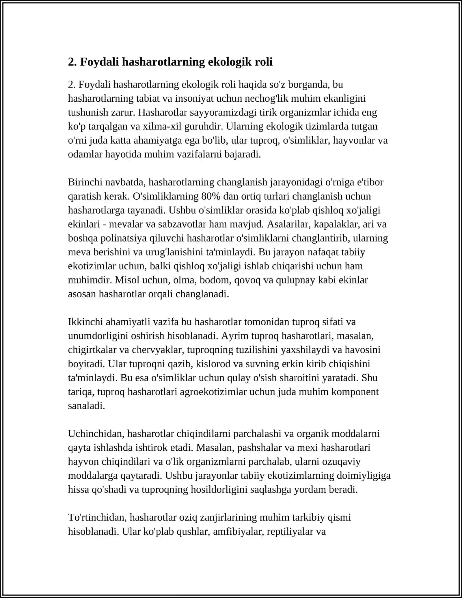 FOYDALI HASHAROTLARNING EKOLOGIYASI 4