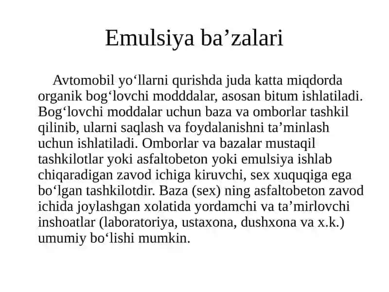 Bitum va emulsiya bazalari 4
