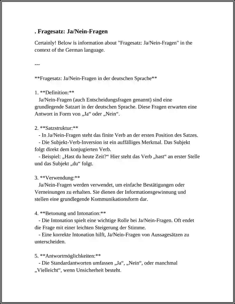 Fragesatz: Ja/Nein-Fragen in der deutschen Sprache 4