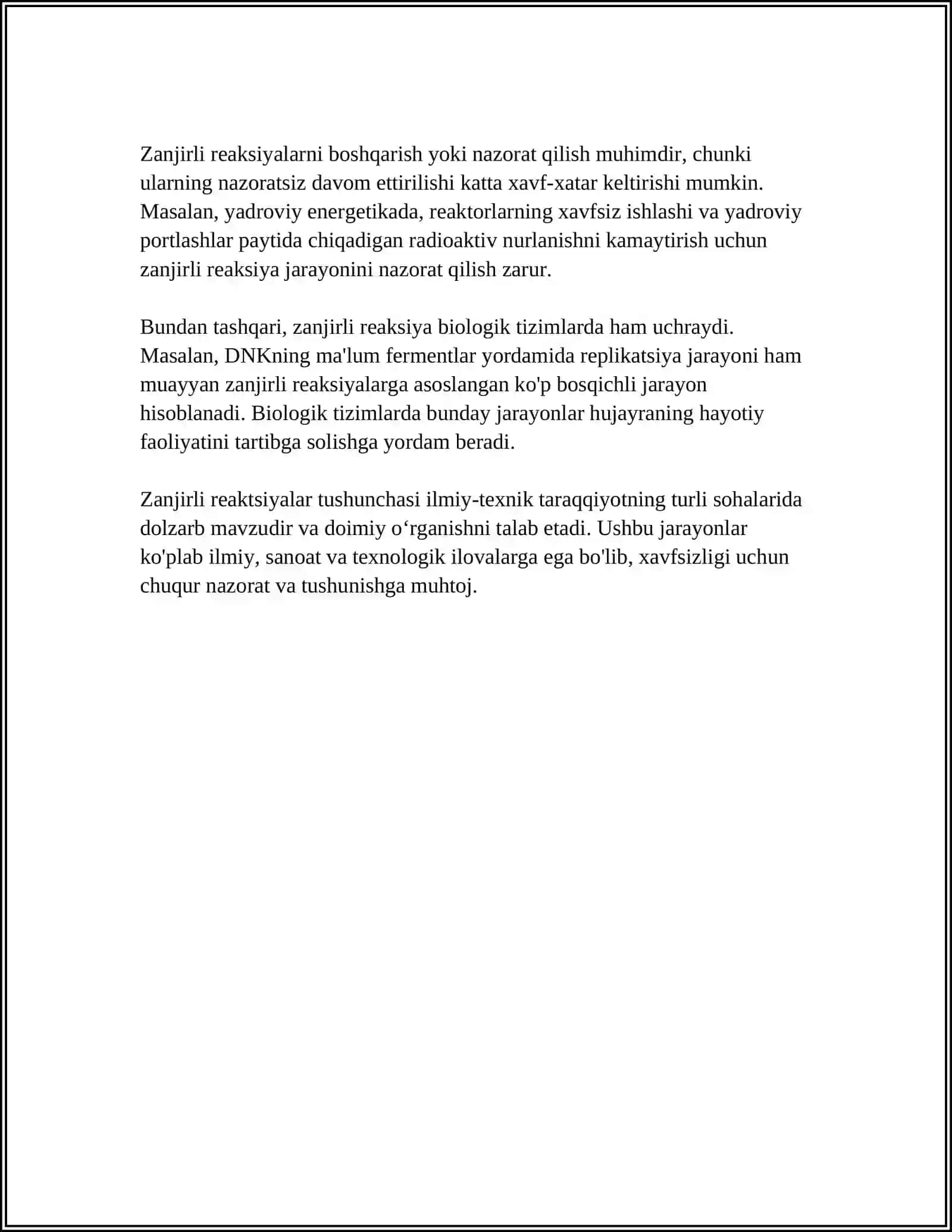 ZANJIRLI REAKTSIYALAR VA ULARNING ELEMENTAR JARAYONLARI 4