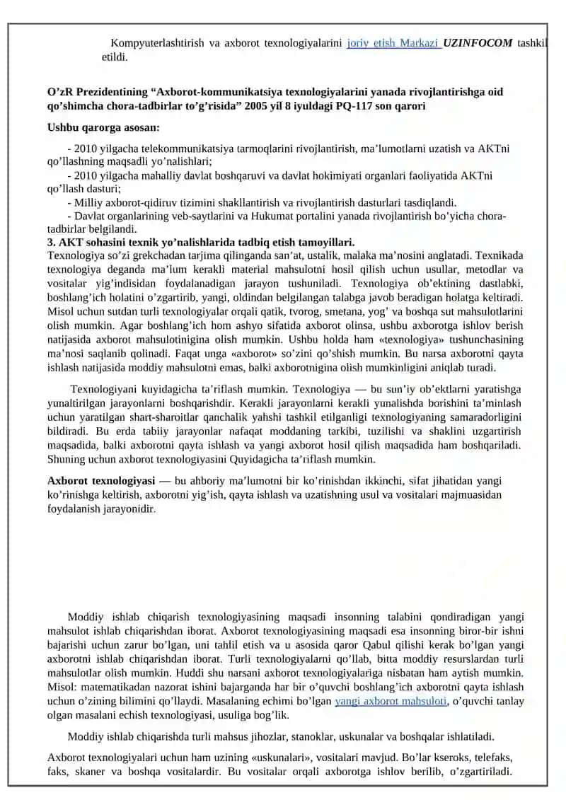Axborot Texnologiyalari Faniga Kirish 4