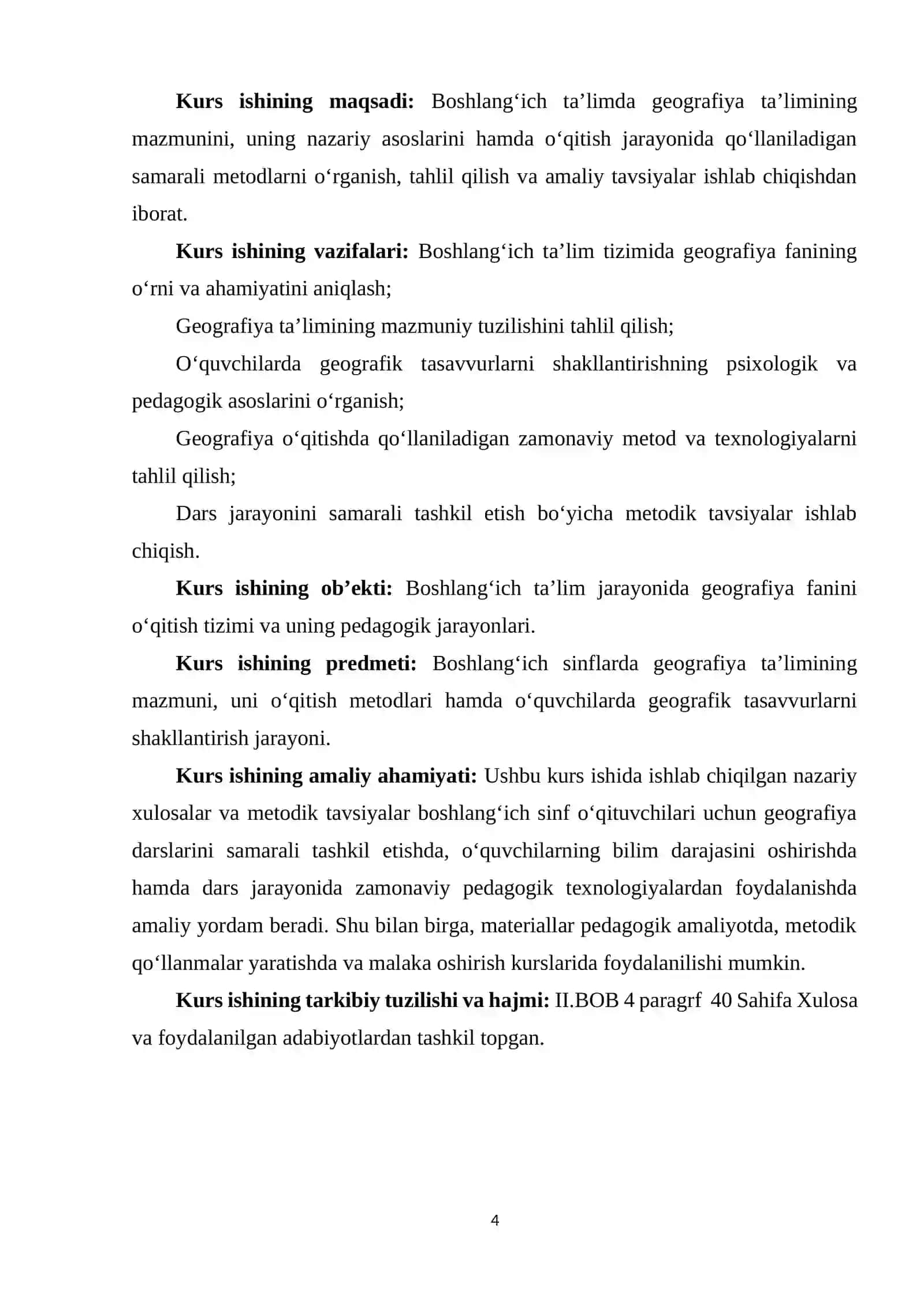 BOSHLANG'ICH TA'LIMDA GEOGRAFIYA TA'LIMI VA MAZMUNI 4