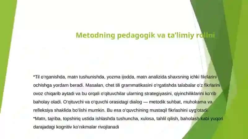 Metod-Aloud OVOZ CHIQarib mulohaza yuritish 4