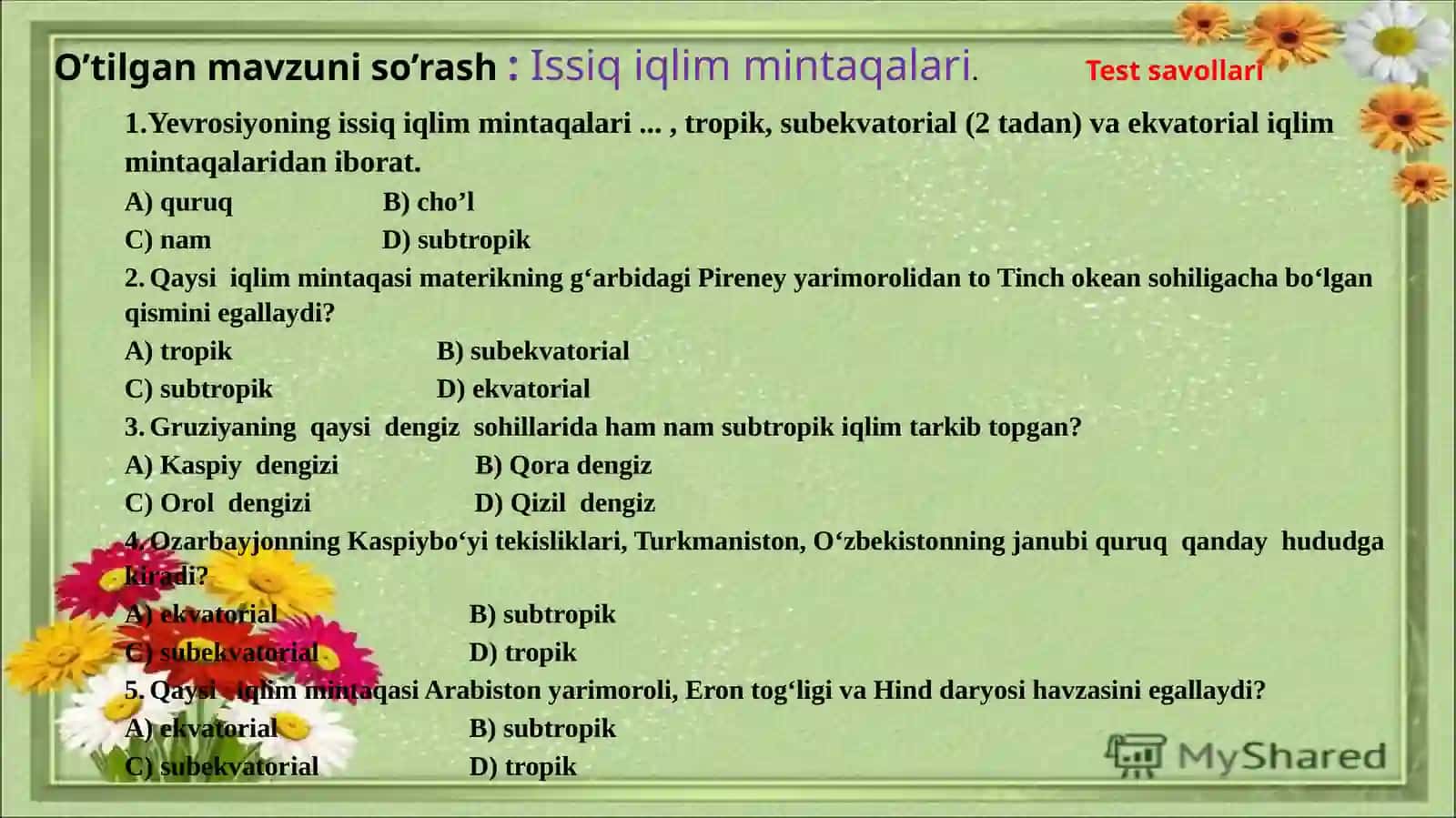 7-sinf Geografiya fanidan Yevrosiyoning ichki suvlari ochiq dars ishlanma 4