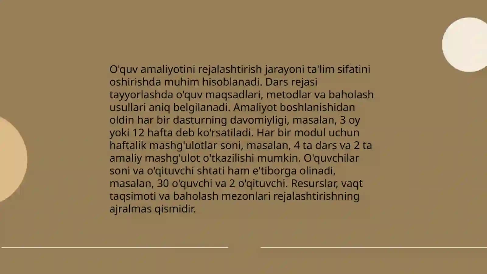 O'quv amaliyotini tashkil etish 4