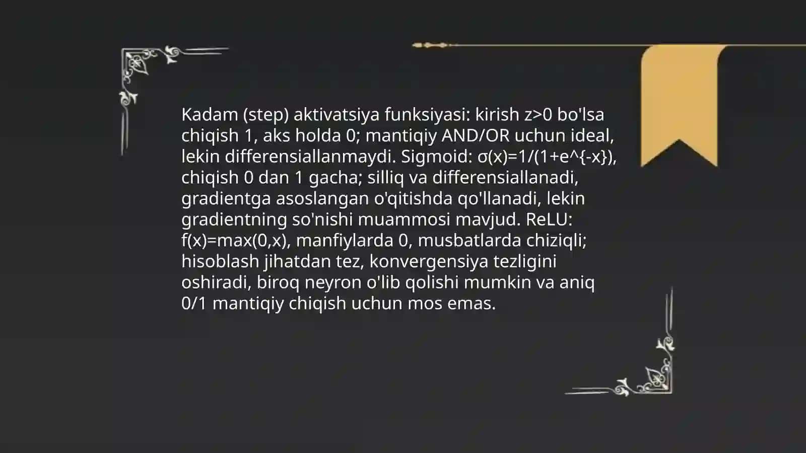 Sodda Neyron Tarmog'ini Qurish 4
