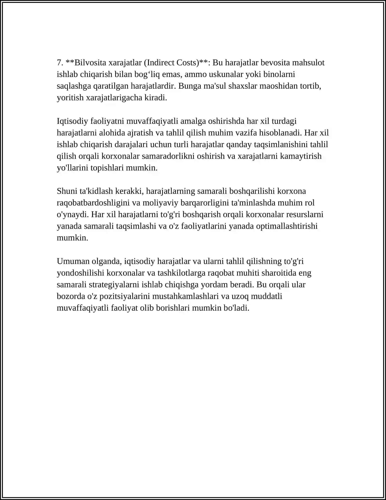 IQTISODIY HARAJATLAR VA FOYDA 4