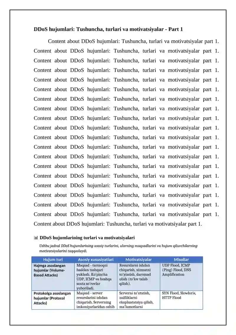 DDos hujumlari va ulardan himoyalanish 4