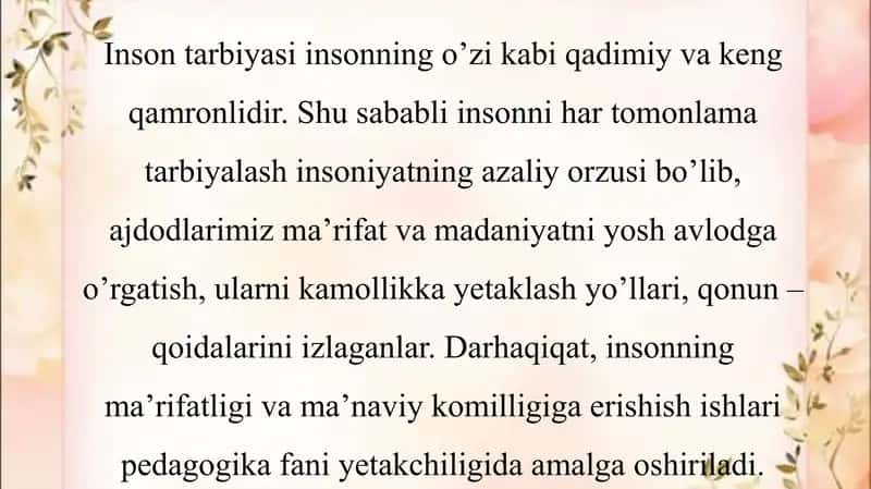 Maktabgacha pedagogika fanining maqsad va vazifalari. 4