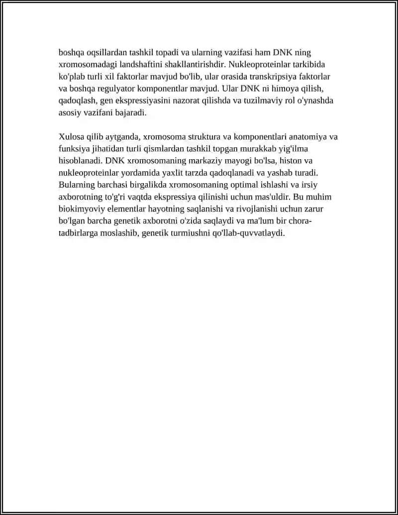 Xromosoma struktura va komponentlari (DNK, histon va nukleoproteinlar) 4