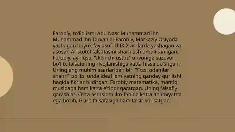 Abu Nasr Farobiy ulug' qomusiy alloma 4
