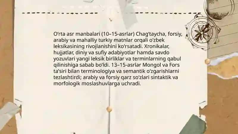Qadimgi turkiy davrda Oʻzbek leksikasining shakllanishi 4