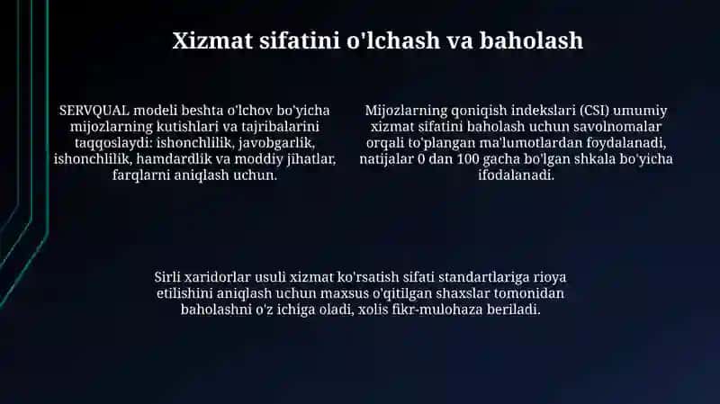 Turizm xizmatlar sifatini boshqarish 4
