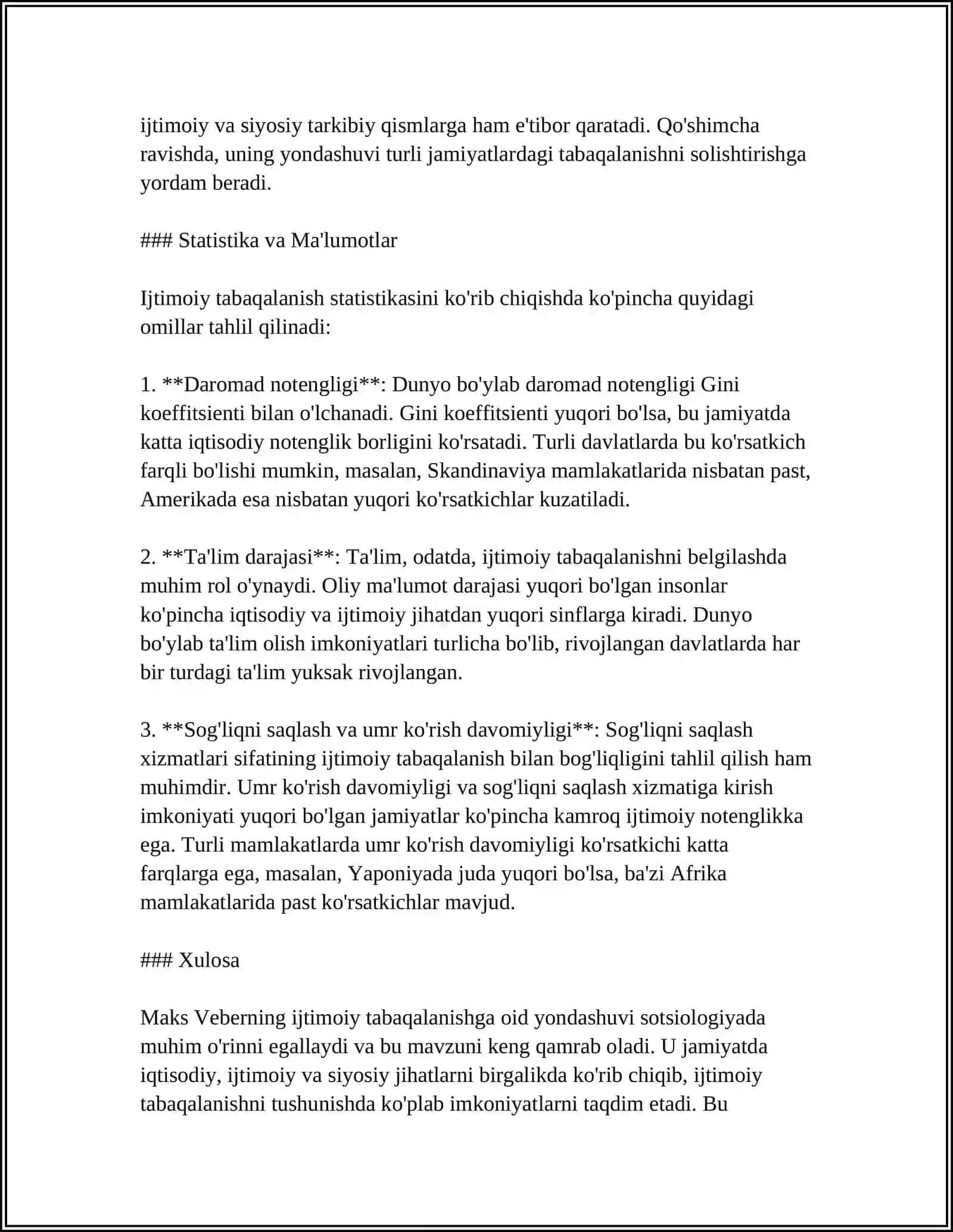 Maks Vebеr va ijtimoiy tabaqalanish 4
