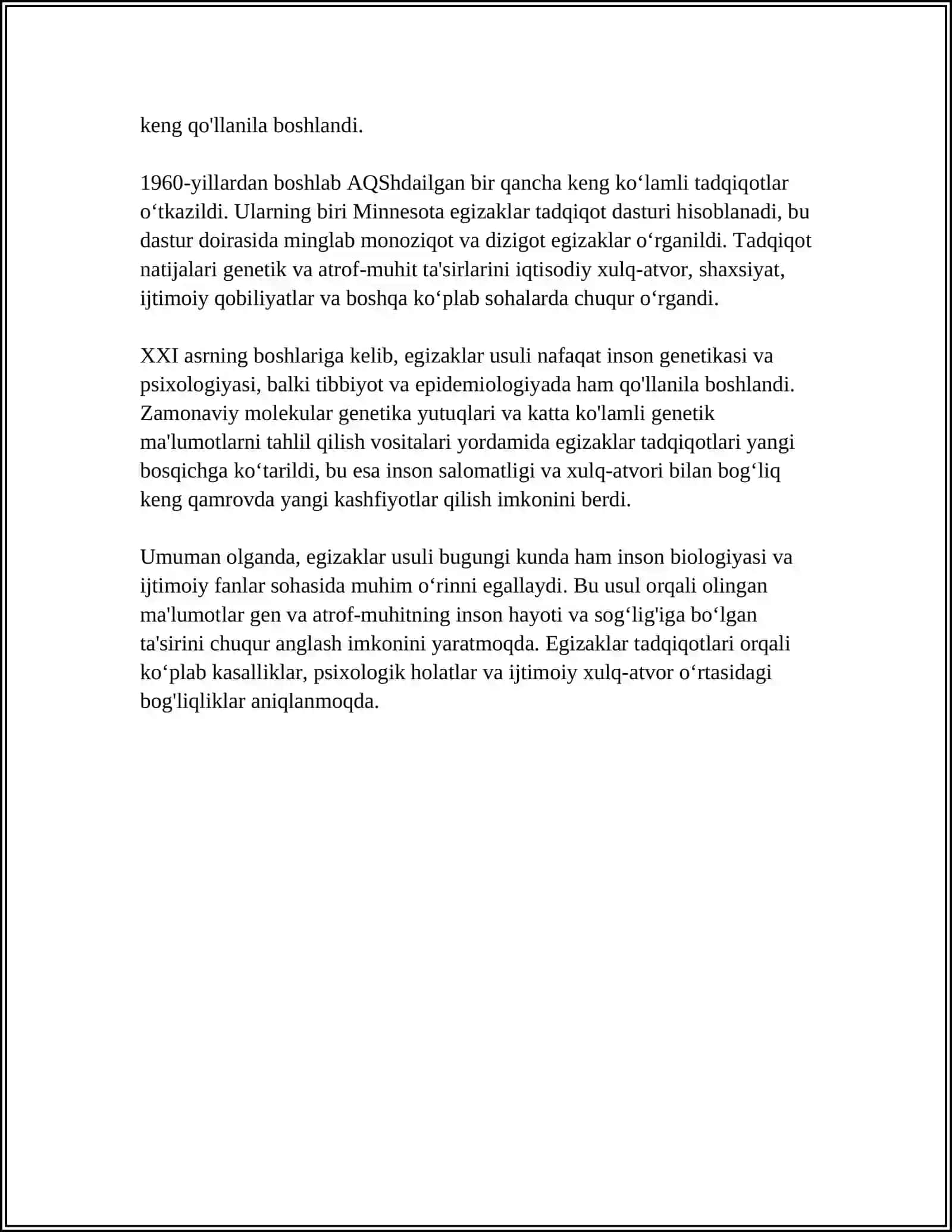 ANTROPOGENITEKA USULLARI: EGIZAKLAR USULI 4