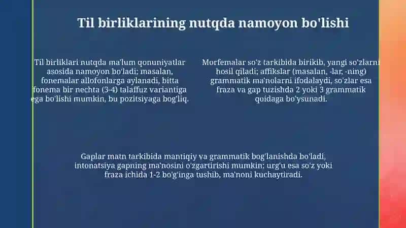 Til birliklari va nutq birliklari 4