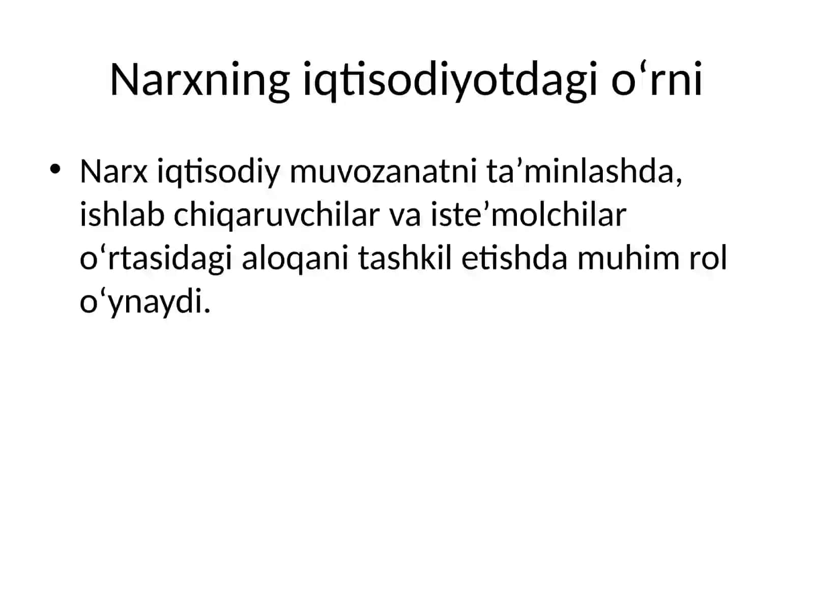 Narxning mohiyati va shakllanish jarayoni 4