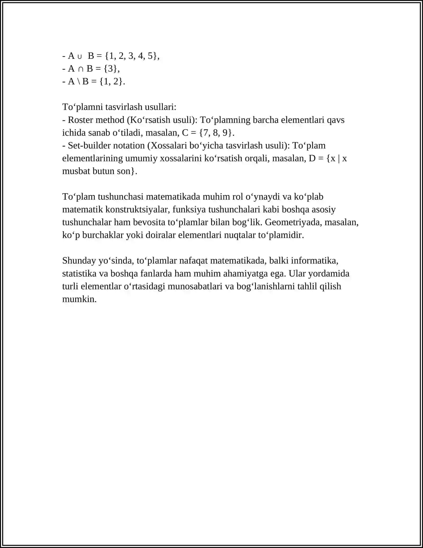 TÕPLAMLAR TUSHUNCHASI 4