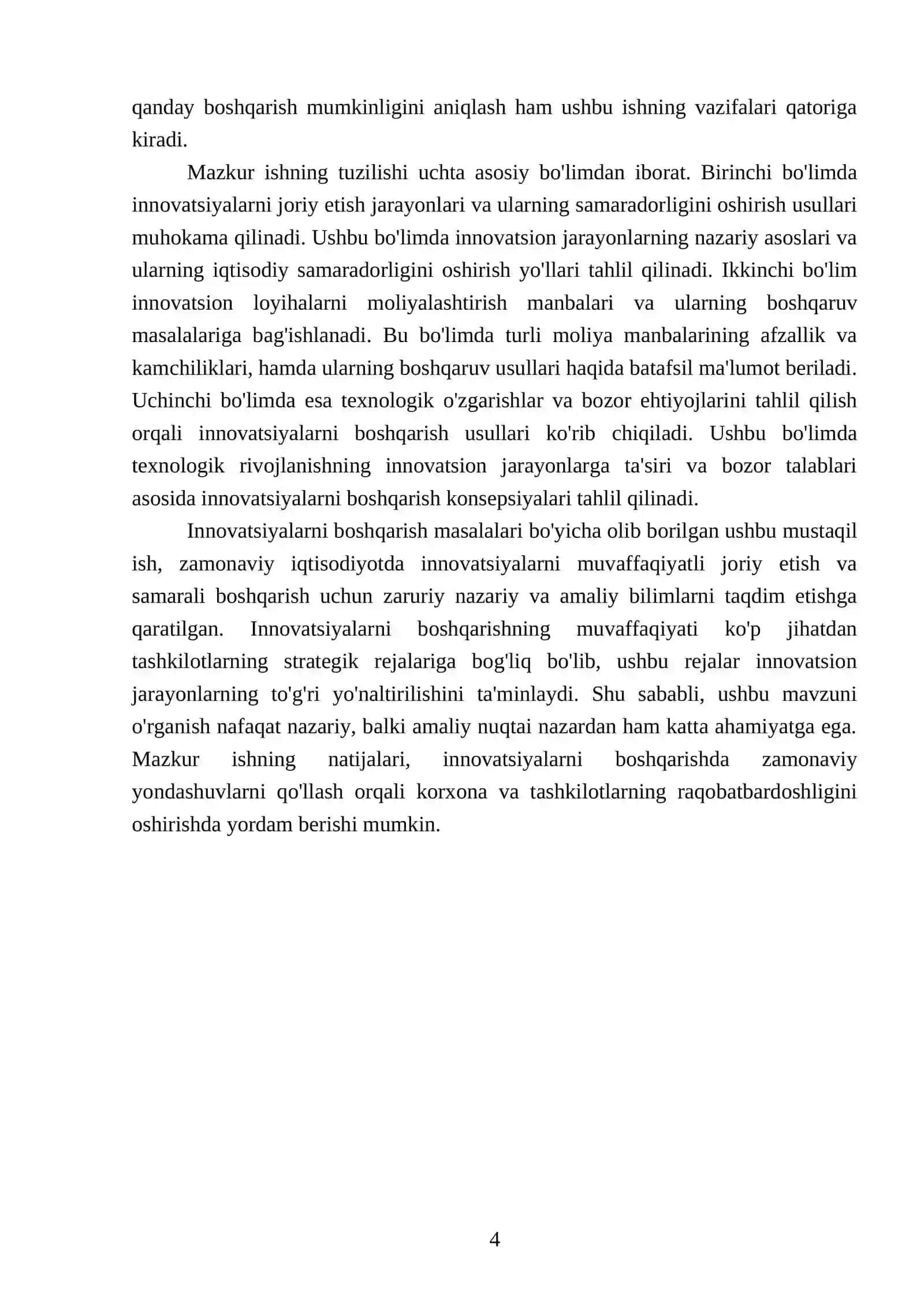 Innovatsiyalarni boshqarish masalalari 4