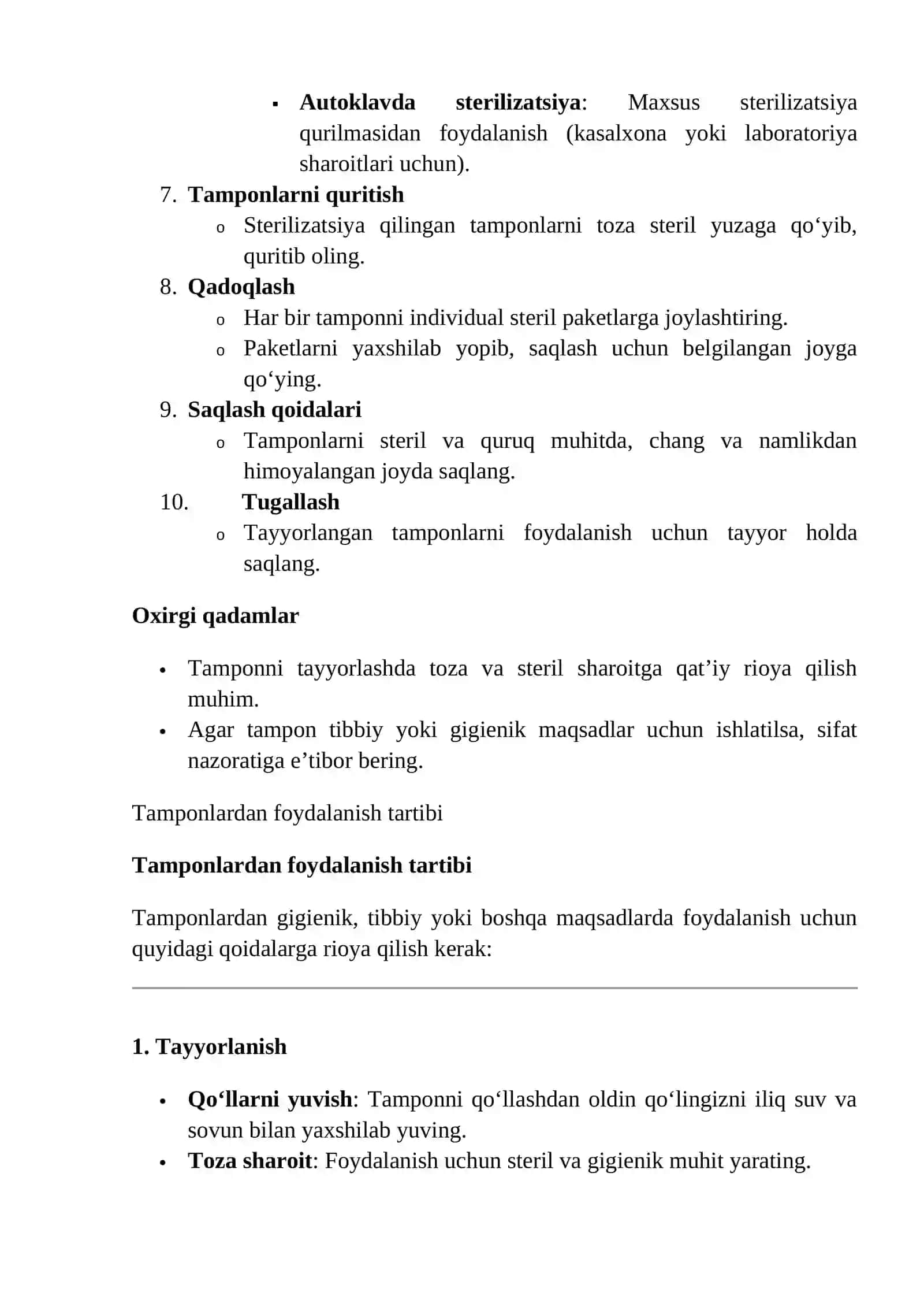Tamponlarni tayyorlash 4