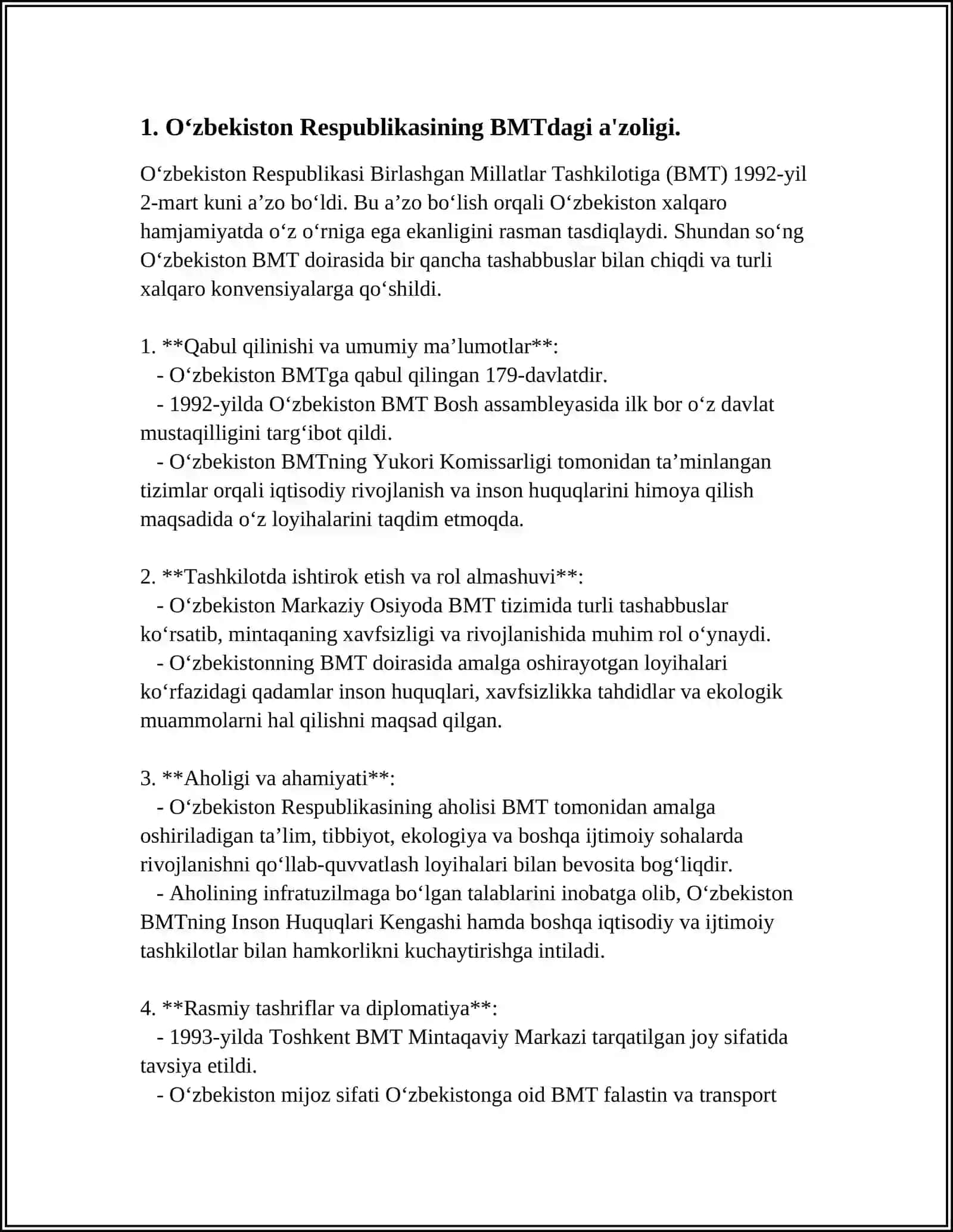 O‘zbekiston Respublikasi Va BMT 4
