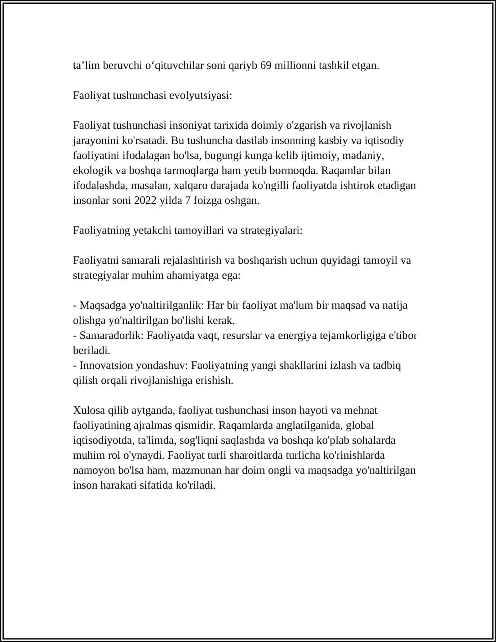 FAOLIYAT HAQIDA UMUMIY TUSHUNCHA 4