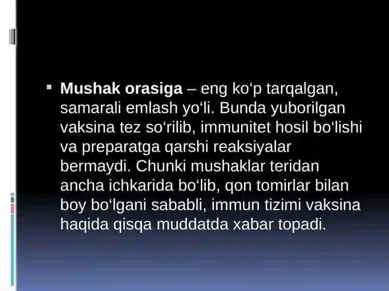 EMLASH JADVALI. VAKSINATSIYA KO’RSATMASI VA QARSHI KO’RSATMA 4