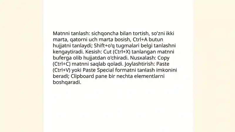 Word dasturida matn bilan ishlash 4
